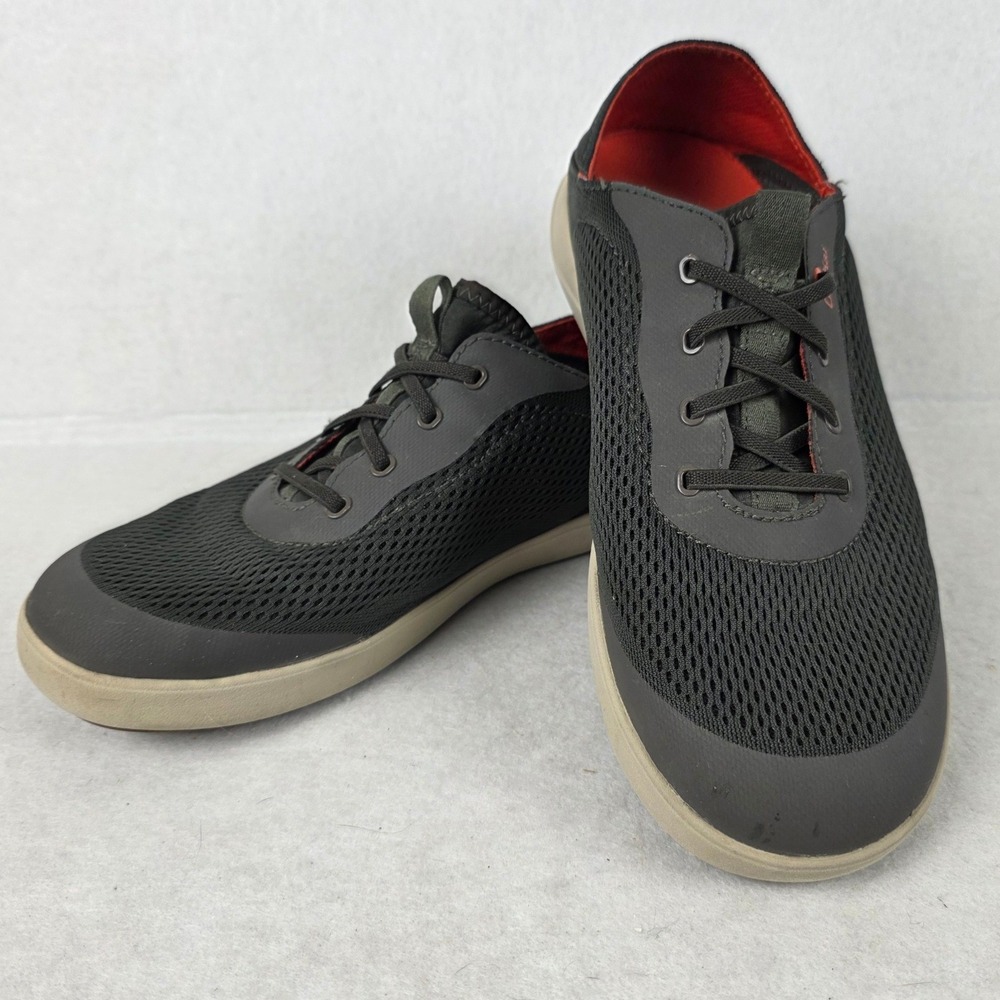 OluKai Nohea Moku Mens 9.5 Gray Mesh Boat Shoes Slip On Sneakers 10283